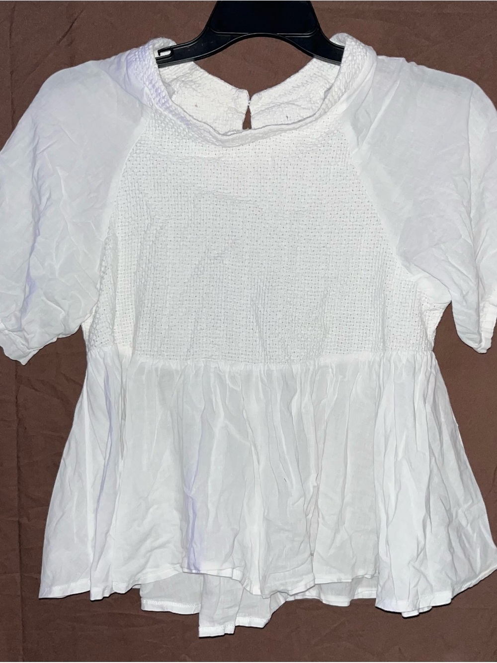 River Island White Peplum Smocked Top